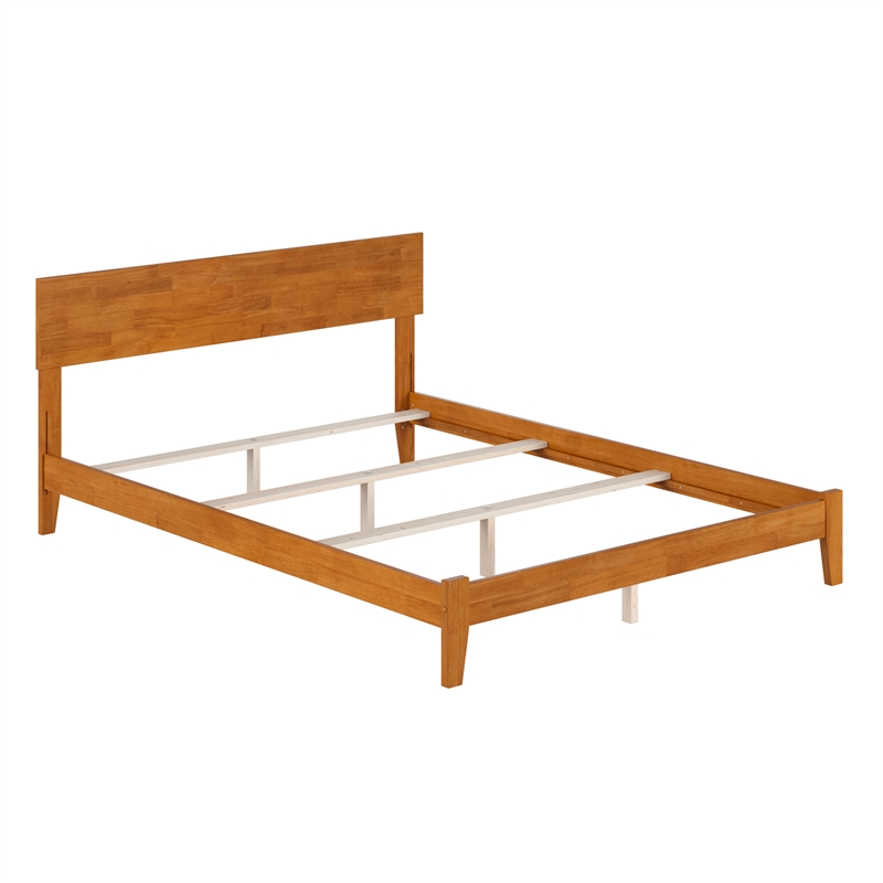 Orlando Queen Solid Wood Foundation Bed in Light Toffee