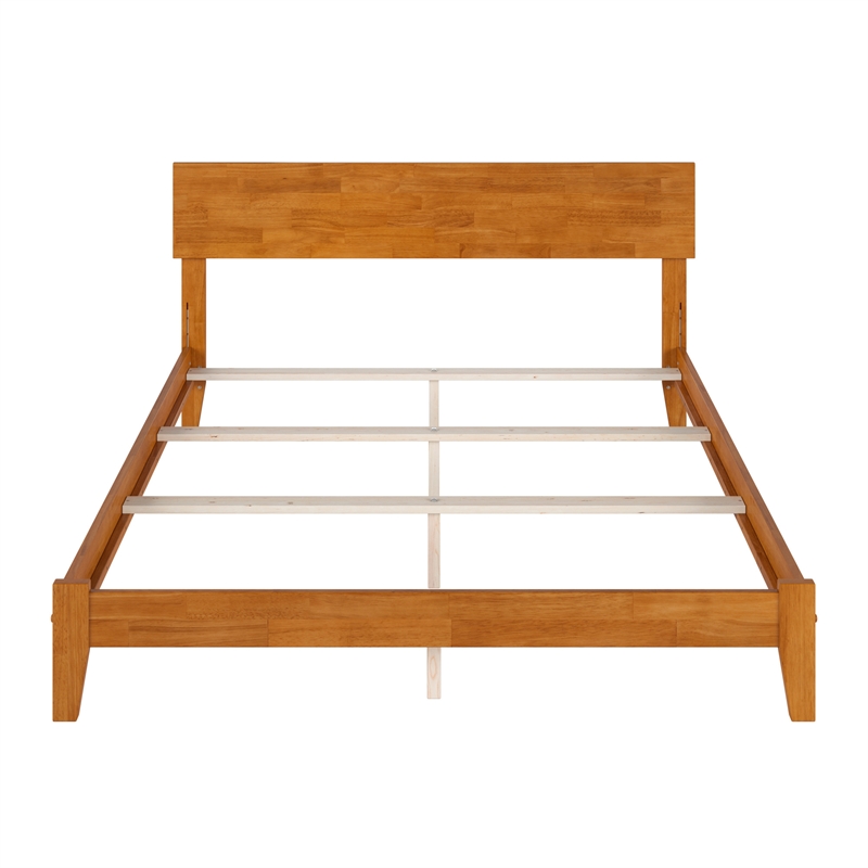 Orlando Queen Solid Wood Foundation Bed in Light Toffee