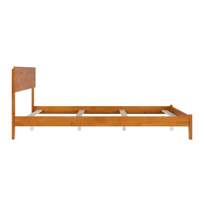 Orlando Queen Solid Wood Foundation Bed in Light Toffee