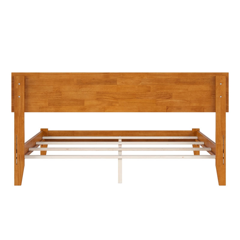 Orlando Queen Solid Wood Foundation Bed in Light Toffee