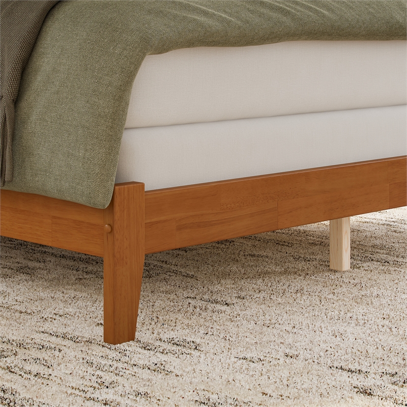 Orlando King Solid Wood Foundation Bed in Light Toffee