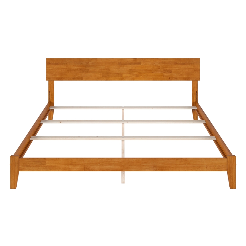 Orlando King Solid Wood Foundation Bed in Light Toffee