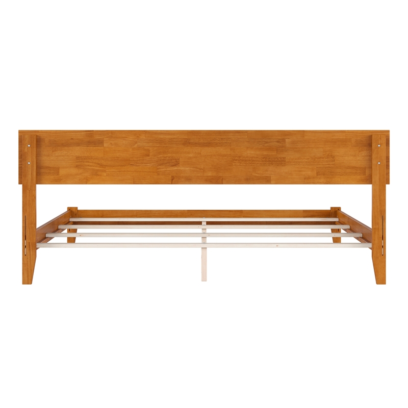 Orlando King Solid Wood Foundation Bed in Light Toffee