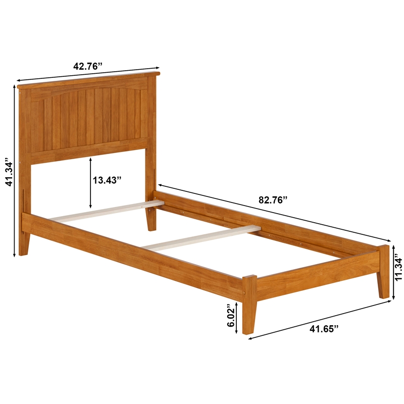 Nantucket Twin XL Solid Wood Foundation Bed in Light Toffee
