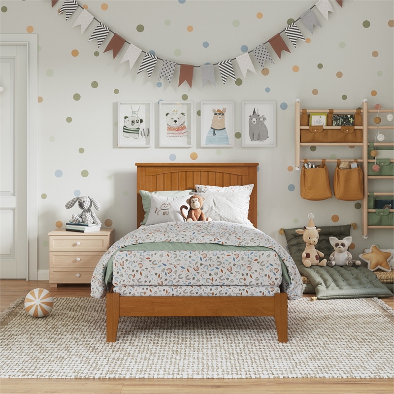 Nantucket Twin Solid Wood Foundation Bed in Light Toffee