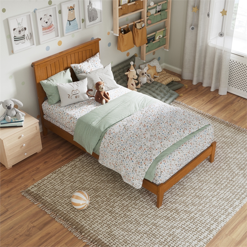Nantucket Twin Solid Wood Foundation Bed in Light Toffee