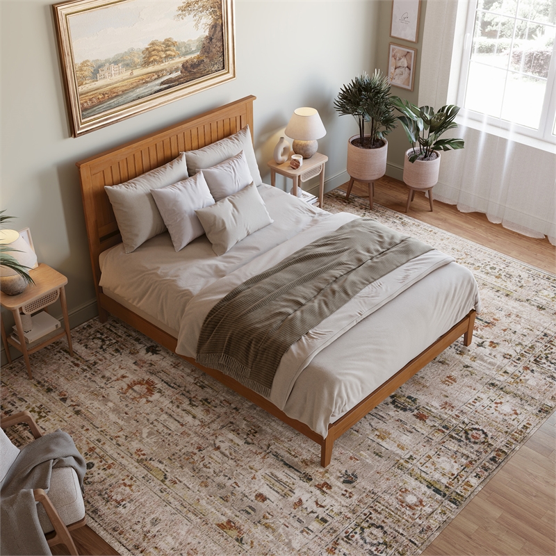 Nantucket Queen Solid Wood Foundation Bed in Light Toffee