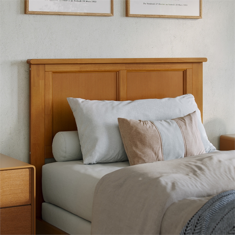 Madison Twin XL Solid Wood Foundation Bed in Light Toffee