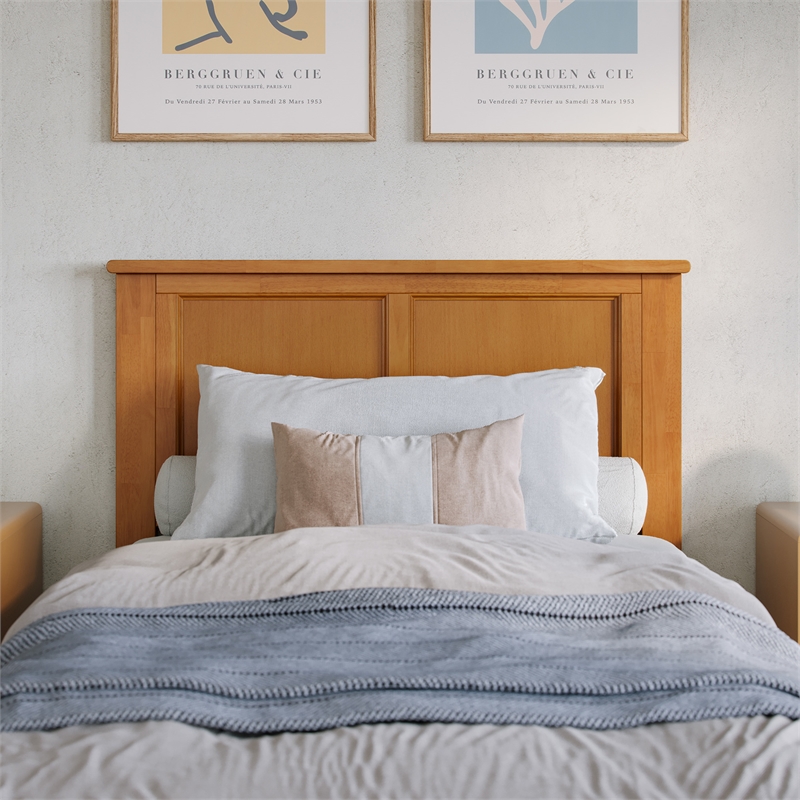 Madison Twin XL Solid Wood Foundation Bed in Light Toffee