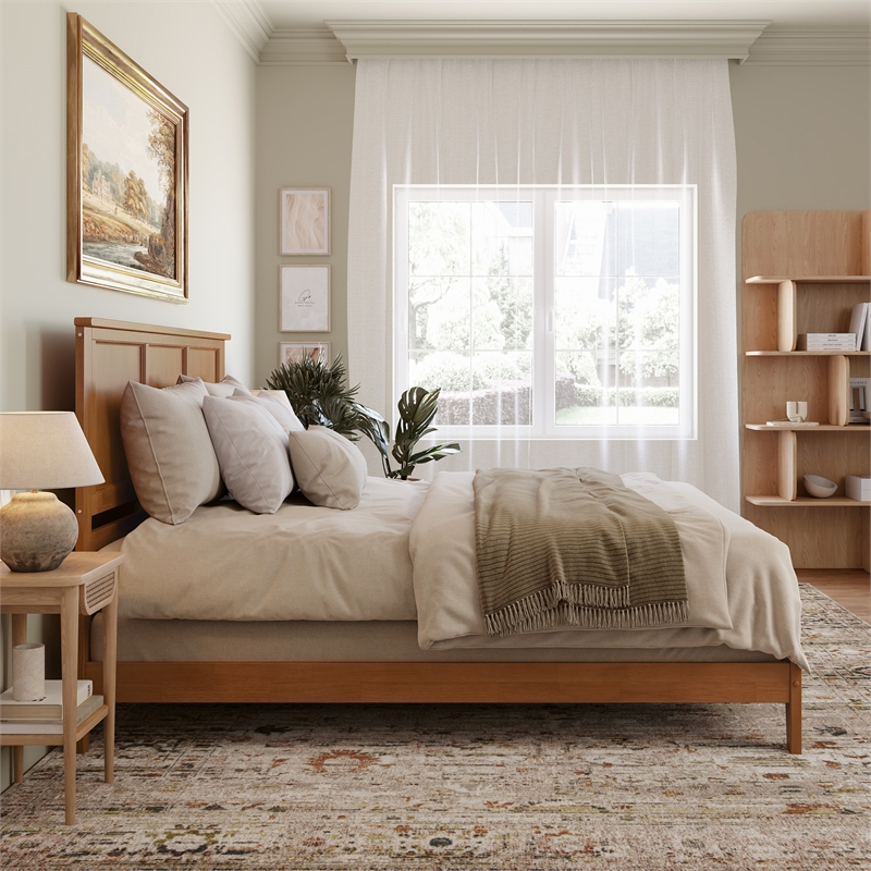 Madison King Solid Wood Foundation Bed in Light Toffee