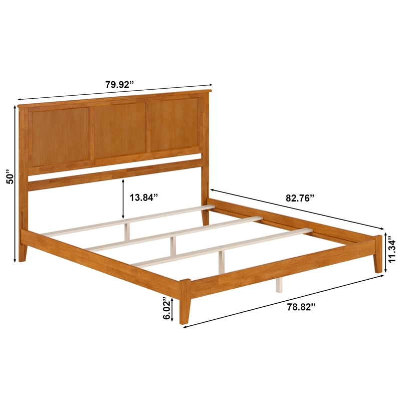Madison King Solid Wood Foundation Bed in Light Toffee
