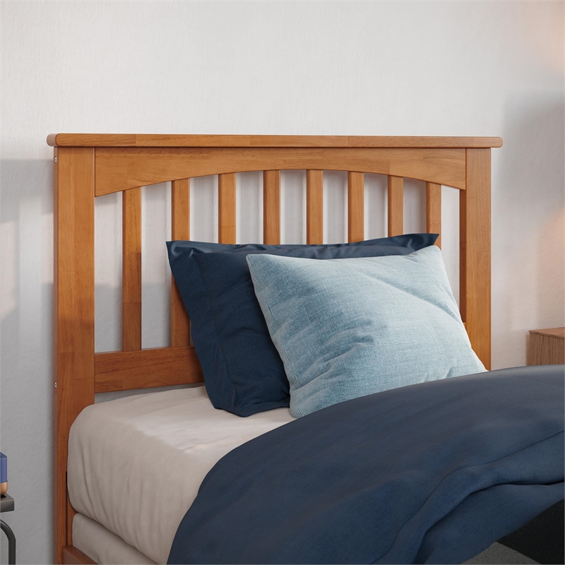 Mission Twin XL Solid Wood Foundation Bed in Light Toffee