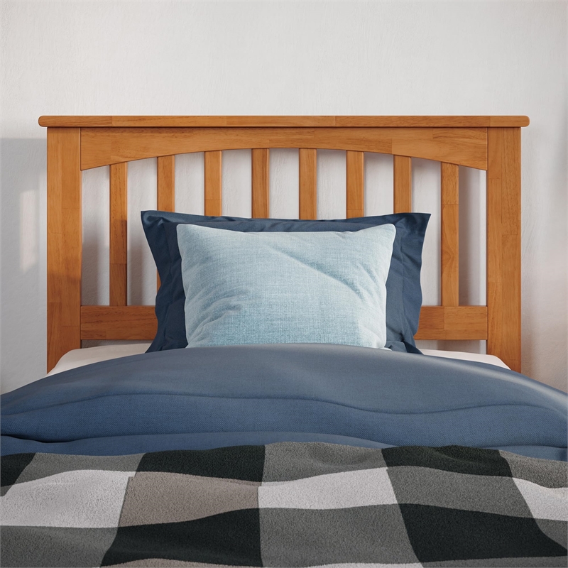 Mission Twin XL Solid Wood Foundation Bed in Light Toffee