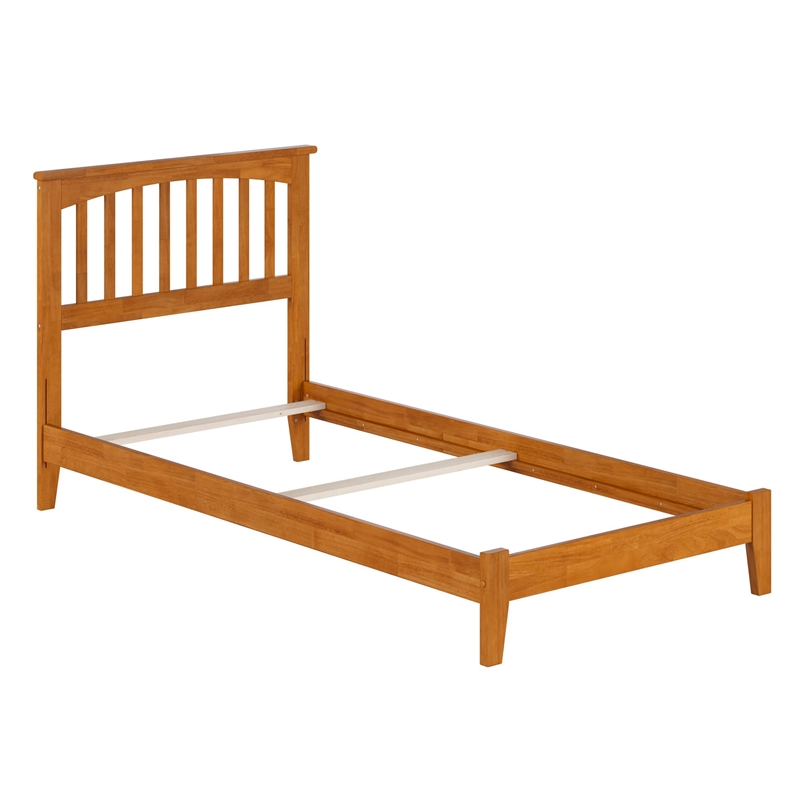 Mission Twin XL Solid Wood Foundation Bed in Light Toffee