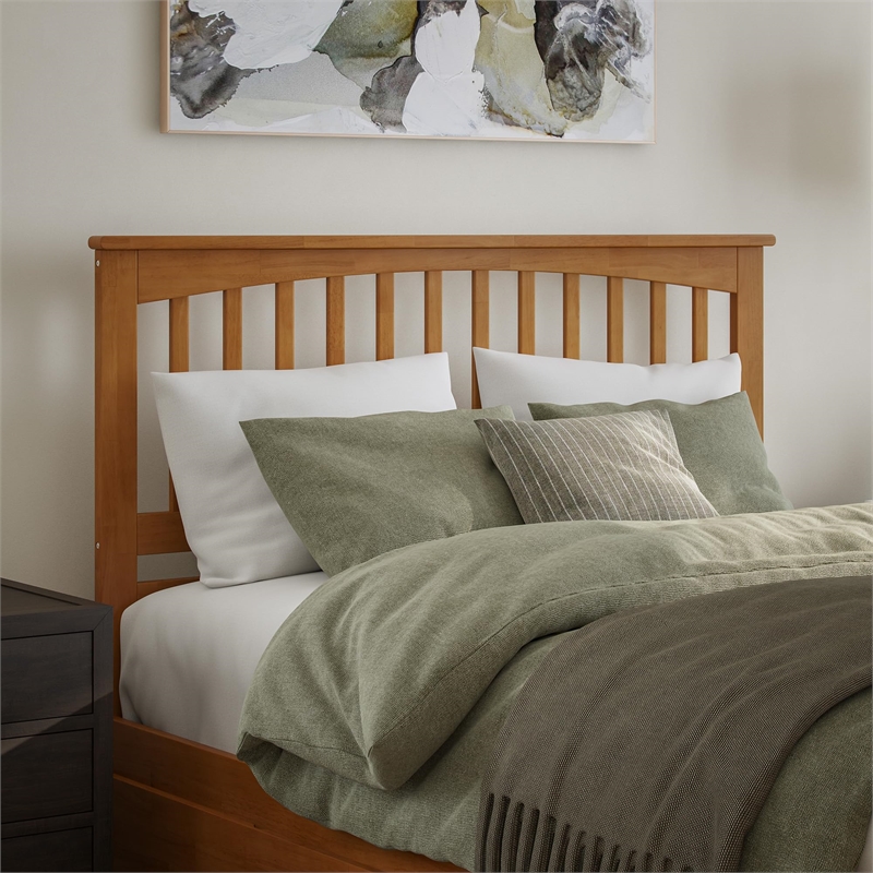 Mission Queen Solid Wood Foundation Bed in Light Toffee