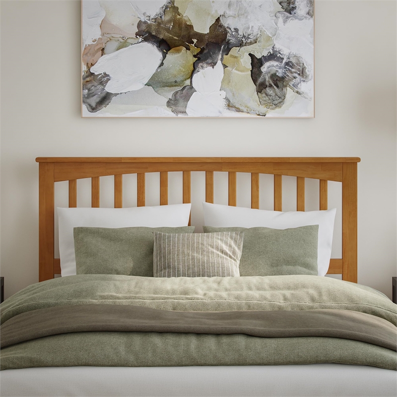 Mission Queen Solid Wood Foundation Bed in Light Toffee