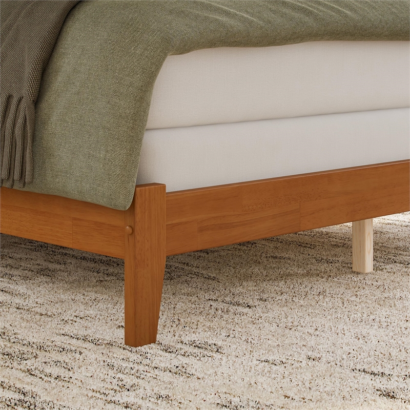 Mission Queen Solid Wood Foundation Bed in Light Toffee
