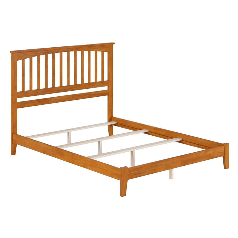 Mission Queen Solid Wood Foundation Bed in Light Toffee
