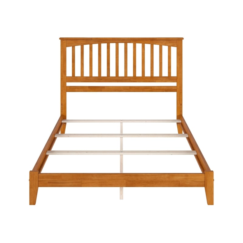 Mission Queen Solid Wood Foundation Bed in Light Toffee