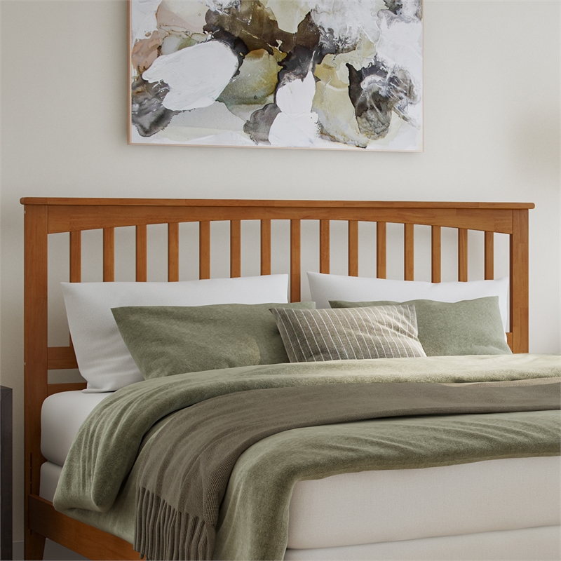 Mission King Solid Wood Foundation Bed in Light Toffee