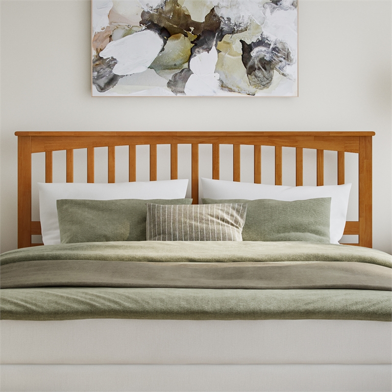 Mission King Solid Wood Foundation Bed in Light Toffee