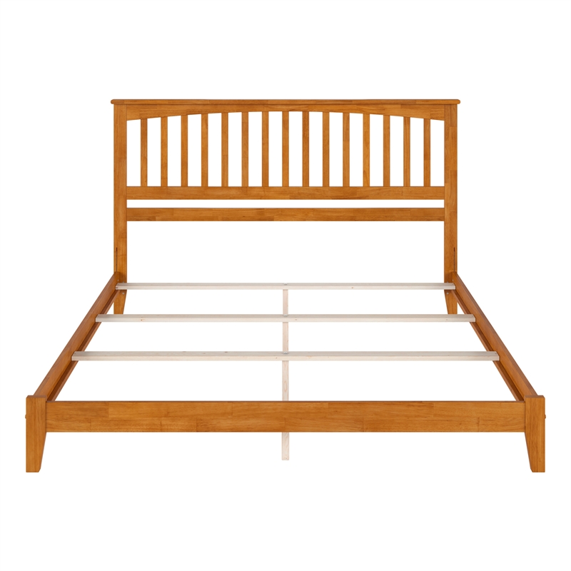 Mission King Solid Wood Foundation Bed in Light Toffee