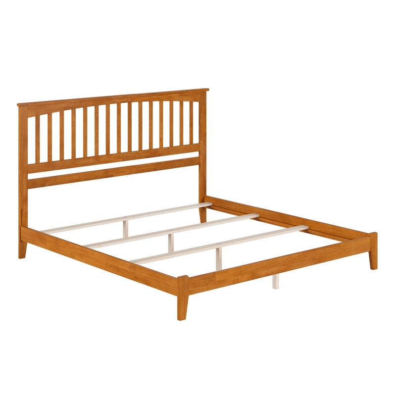 Mission King Solid Wood Foundation Bed in Light Toffee