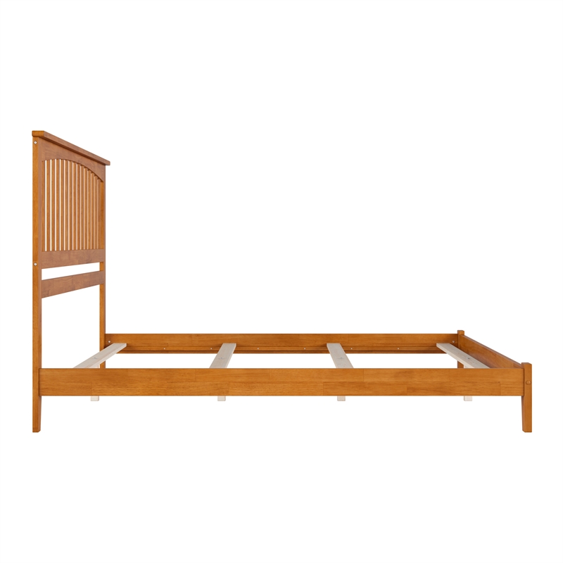 Mission King Solid Wood Foundation Bed in Light Toffee