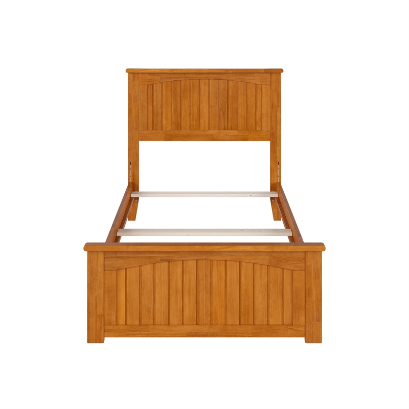 Nantucket Twin Wood Foundation Bed with Matching Footboard in Light Toffee