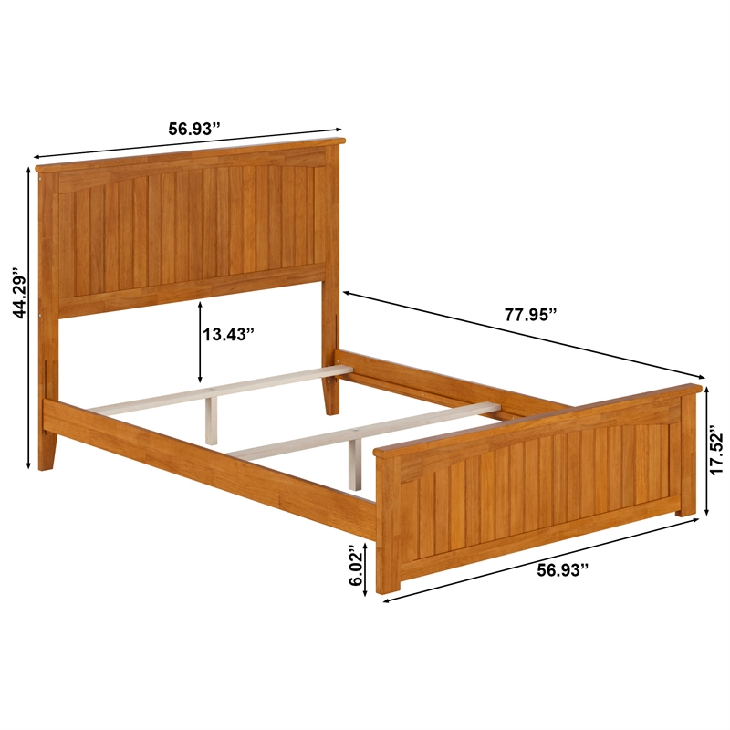 Nantucket Full Wood Foundation Bed with Matching Footboard in Light Toffee