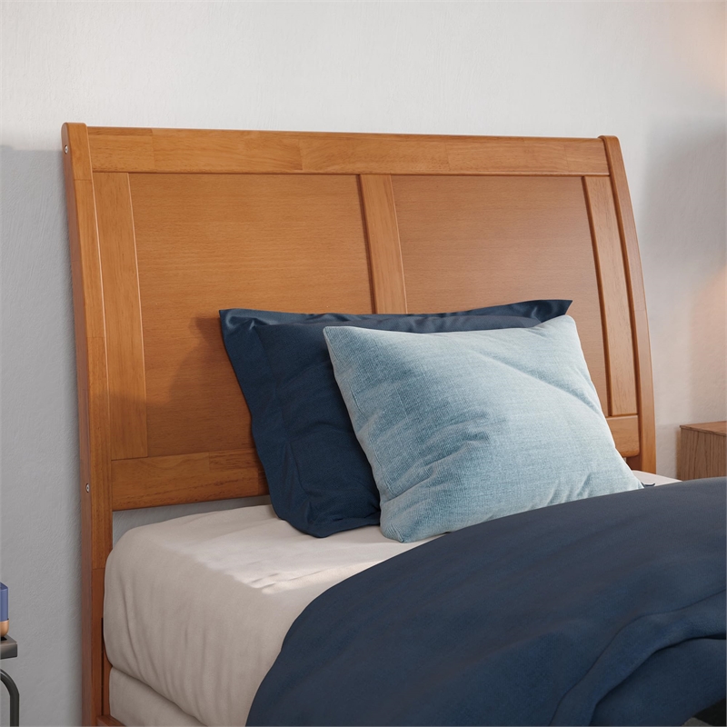 Portland Twin XL Solid Wood Foundation Bed in Light Toffee