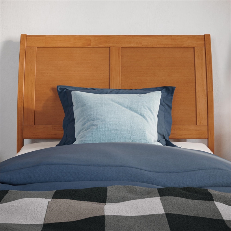 Portland Twin XL Solid Wood Foundation Bed in Light Toffee