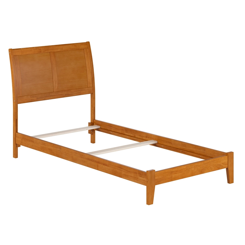 Portland Twin XL Solid Wood Foundation Bed in Light Toffee