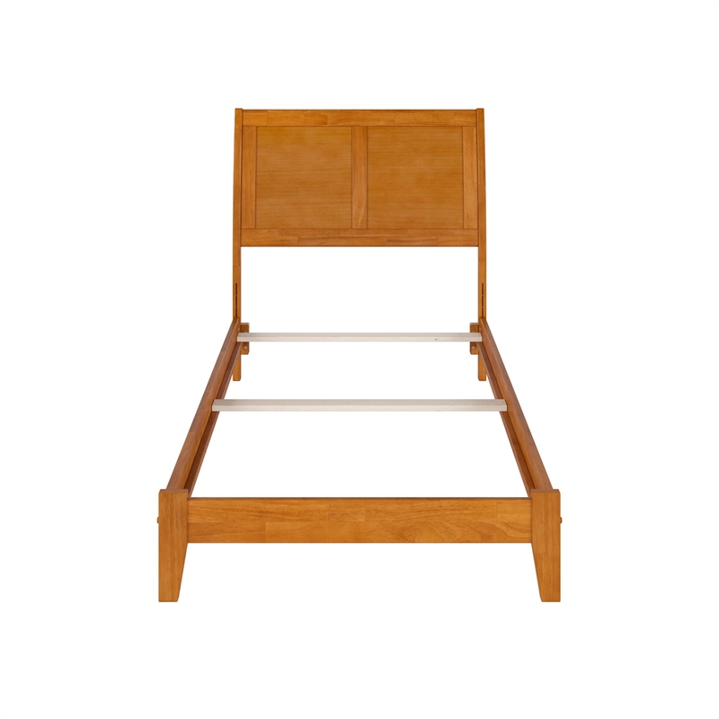 Portland Twin XL Solid Wood Foundation Bed in Light Toffee