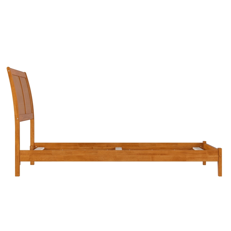 Portland Twin XL Solid Wood Foundation Bed in Light Toffee