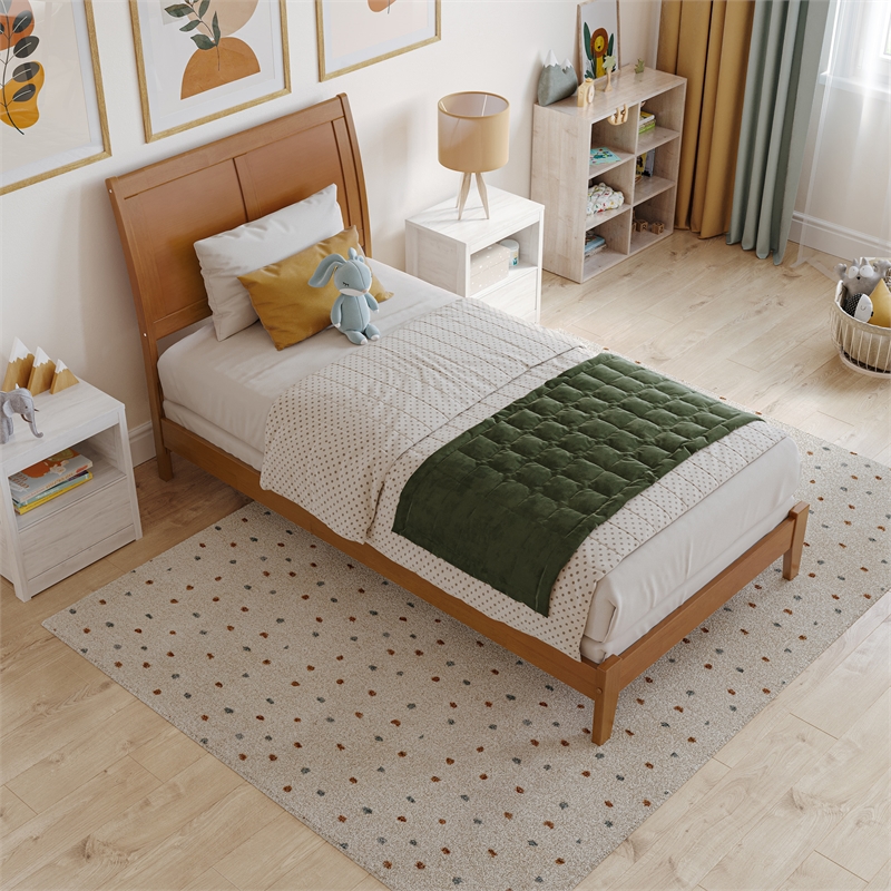 Portland Twin Solid Wood Foundation Bed in Light Toffee