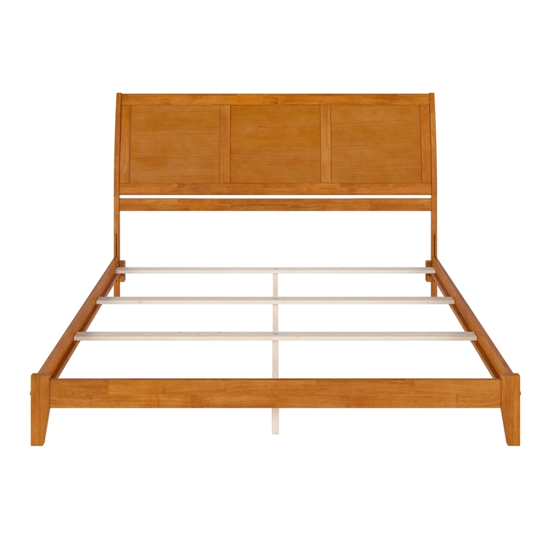 Portland King Solid Wood Foundation Bed in Light Toffee