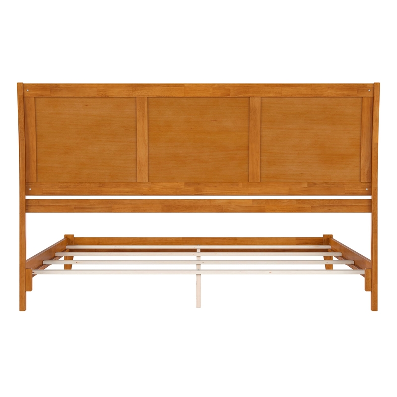 Portland King Solid Wood Foundation Bed in Light Toffee