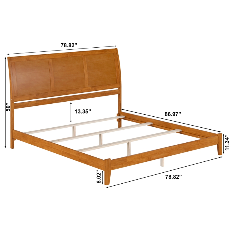 Portland King Solid Wood Foundation Bed in Light Toffee