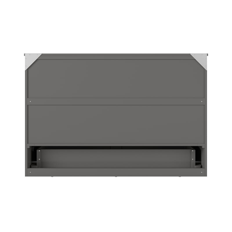 Alpine Queen Wood Murphy Bed Chest with Mattress & Built-in Charger in Gray
