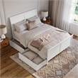 Portland Queen Storage Wood Platform Bed with Matching Footboard in White