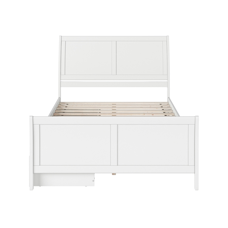 Portland Queen Storage Wood Platform Bed with Matching Footboard in White