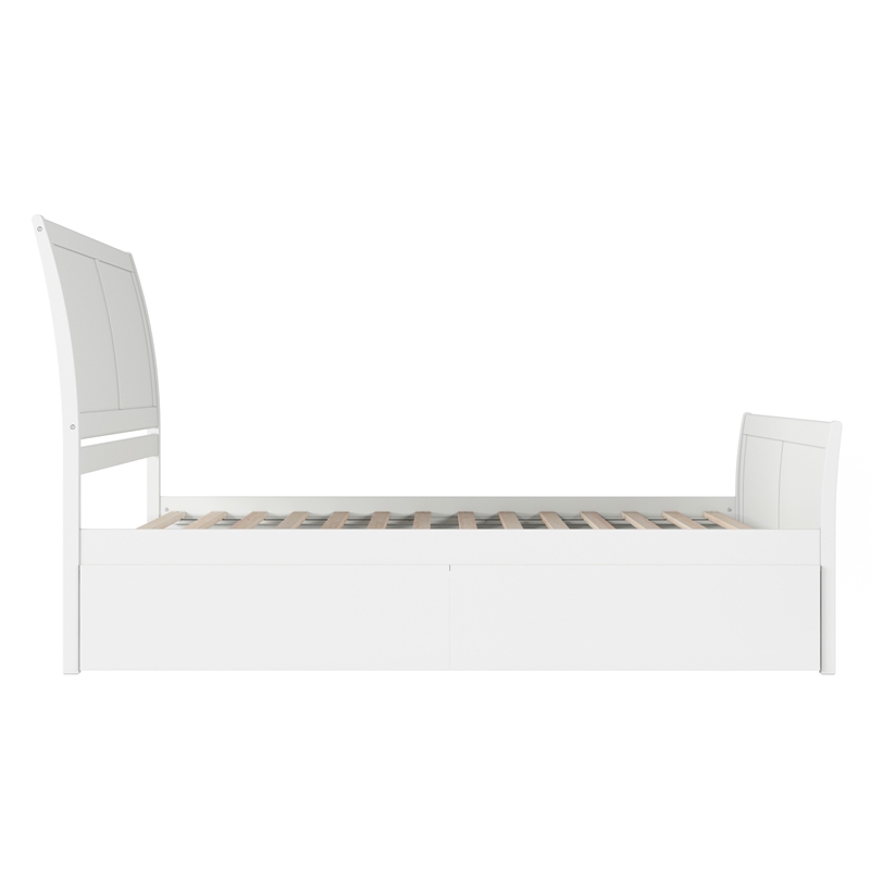 Portland Queen Storage Wood Platform Bed with Matching Footboard in White