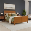 Valencia Queen Low Wood Platform Bed with Matching Footboard in Light Toffee