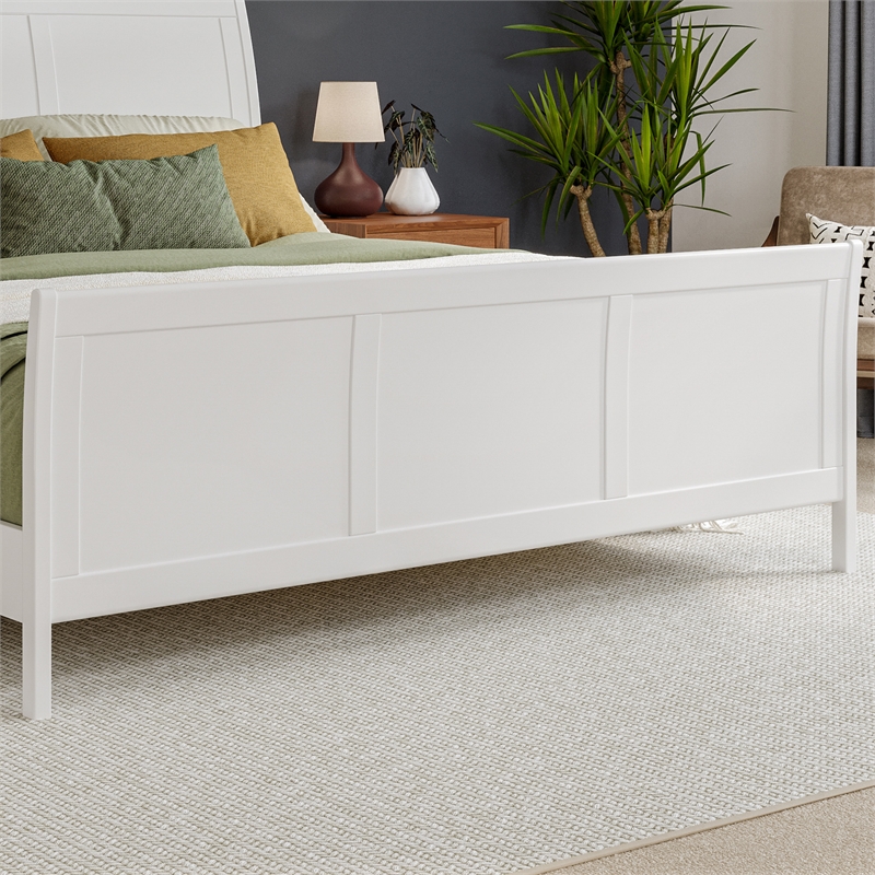 Valencia King Low Profile Wood Platform Bed with Matching Footboard in White
