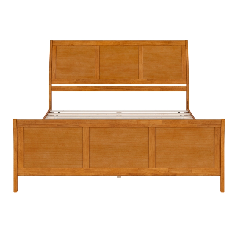 Valencia King Low Wood Platform Bed with Matching Footboard in Light Toffee