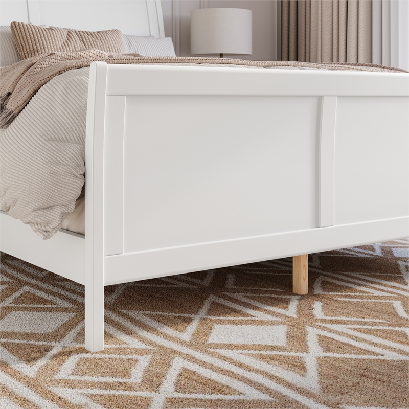 AFI Portland Queen Wood Foundation Bed Frame with Matching Footboard White