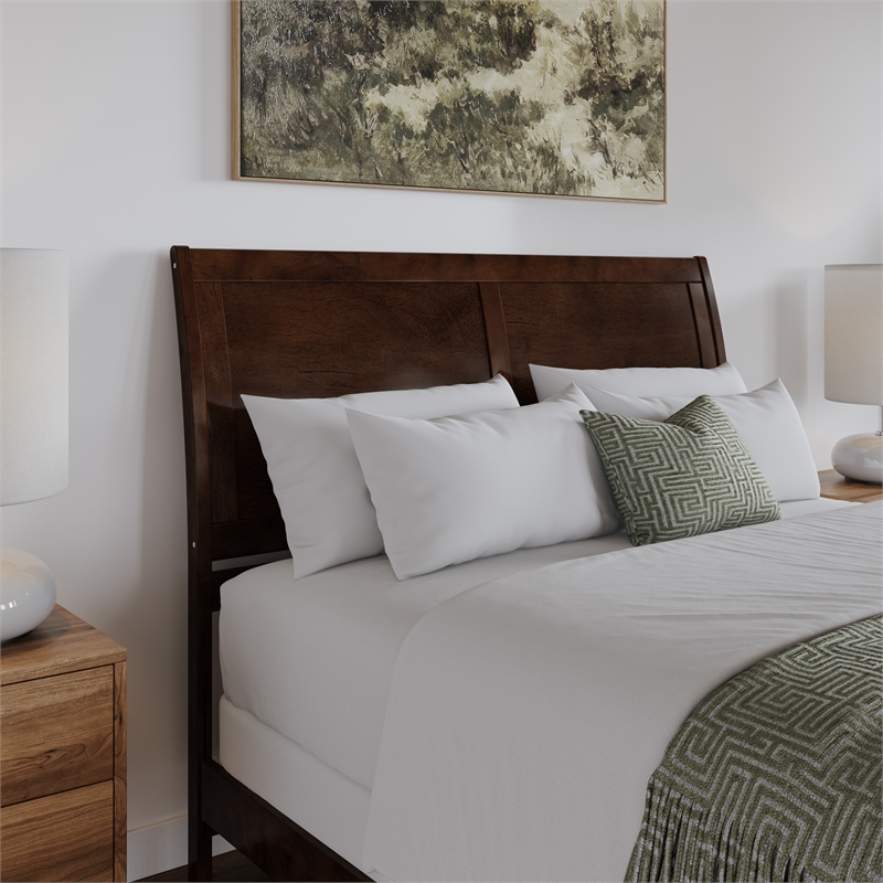 AFI Portland Queen Wood Foundation Bed Frame with Matching Footboard Walnut