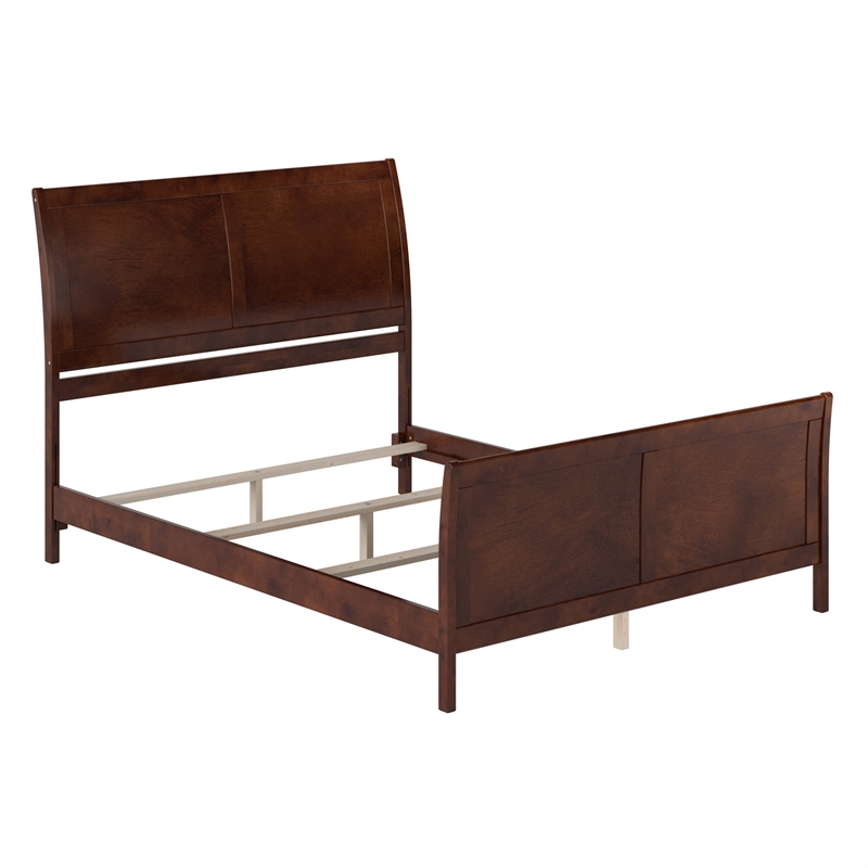 AFI Portland Queen Wood Foundation Bed Frame with Matching Footboard Walnut