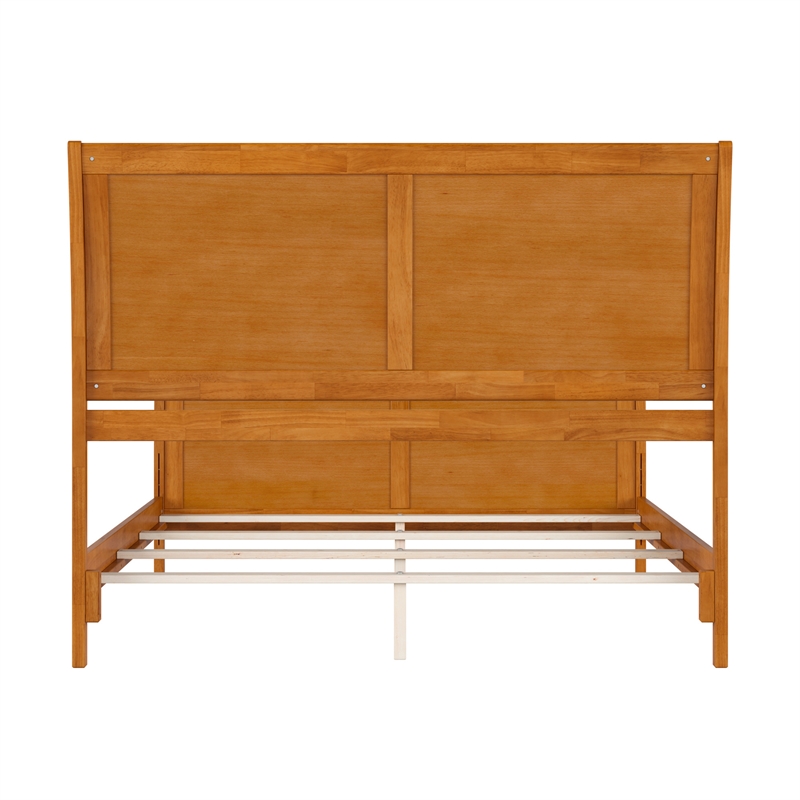 Portland Queen Wood Foundation Bed Frame with Matching Footboard Light Toffee